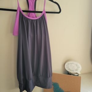 Lululemon Purple and Gray Workout Tank with Built-In Bra